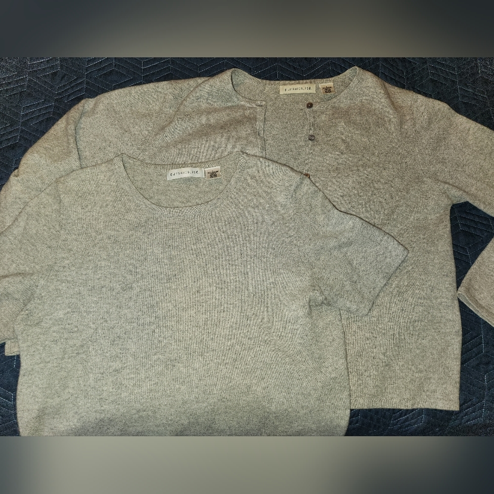 Gray cashmere twinset cardigan sweater